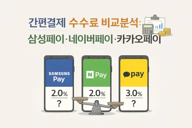 간편결제 수수료 비교 분석: 삼성페이·네이버페이·카카오페이