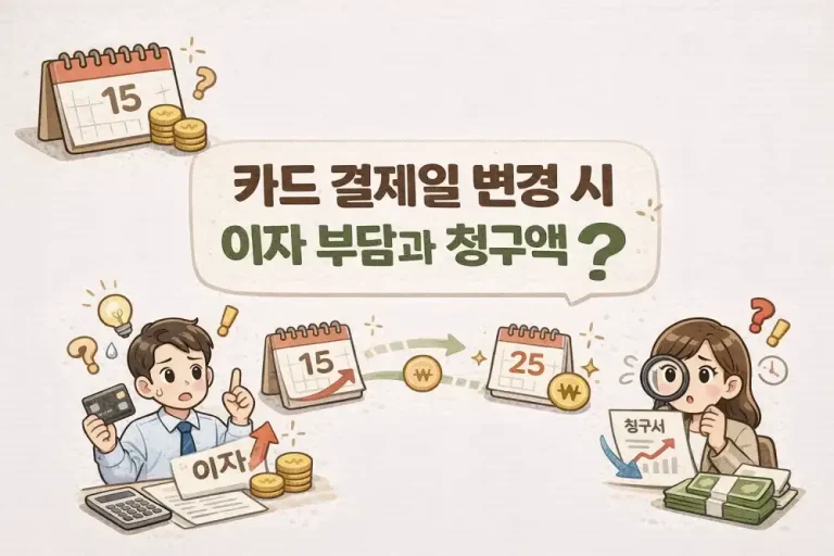 카드 결제일 변경 시 이자 부담과 청구액 영향은?