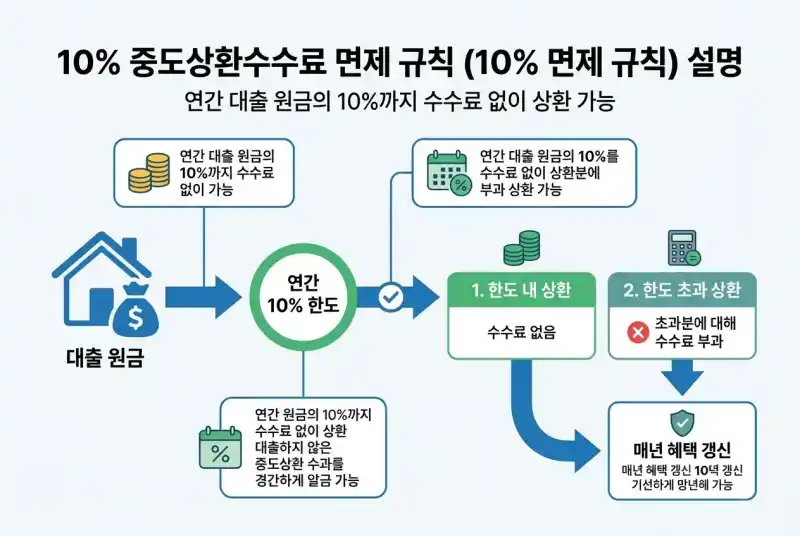 중도상환 10% 면제 규칙 설명 다이어그램