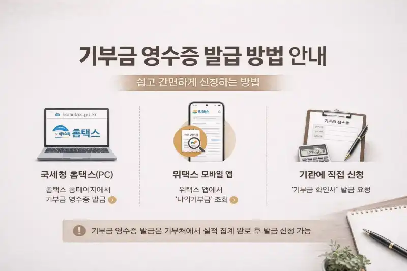 기부금 영수증 발급 놓치면 세금폭탄? 2026 공제 한도·등록 완벽 가이드