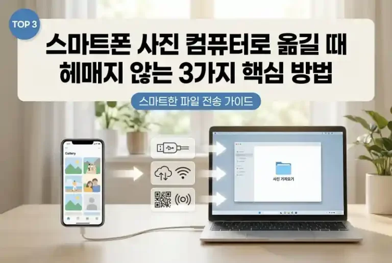 스마트폰 사진 컴퓨터로 옮길 때 헤매지 않는 3가지 핵심 방법