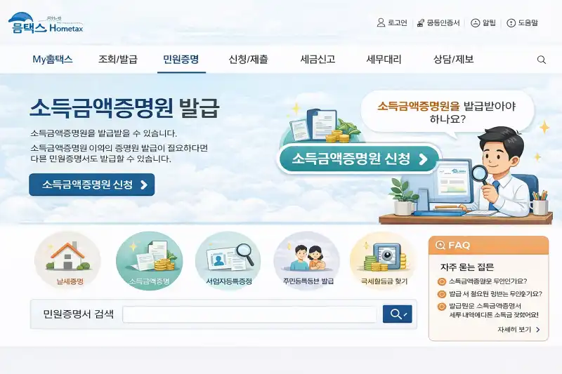 홈택스 소득금액증명원 발급 3분 완성 가이드