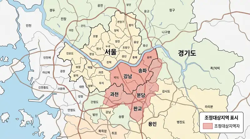 조정대상지역 표시 지도