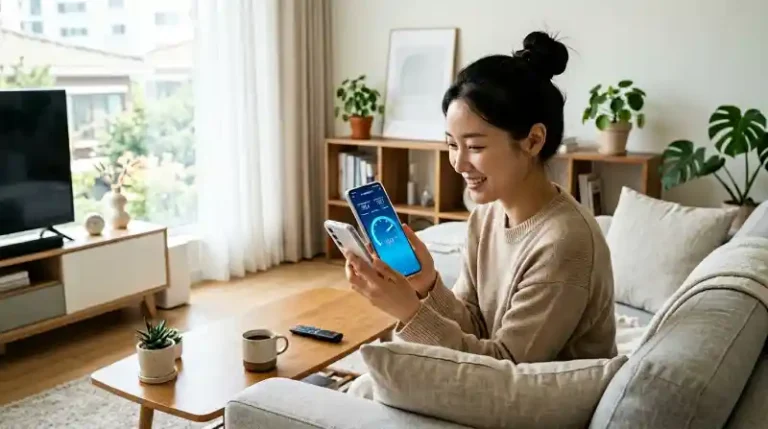 거실에서 속도 측정 장면