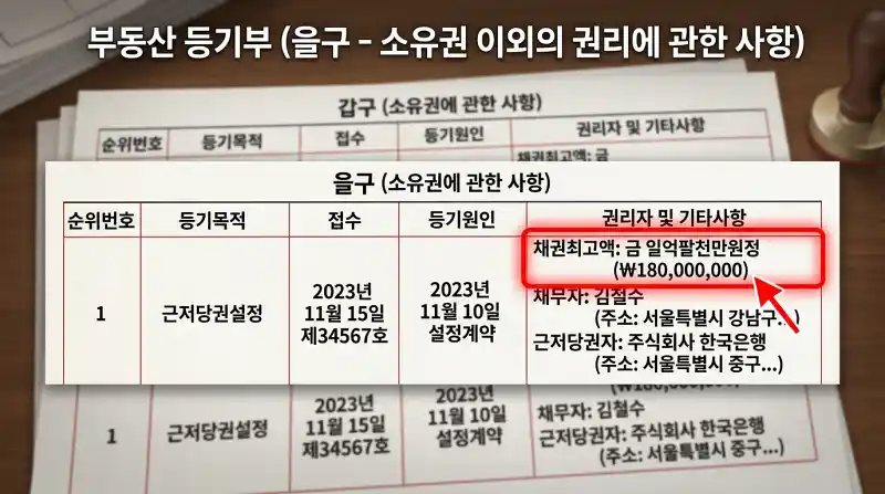 등기부등본 을구(乙區) 섹션