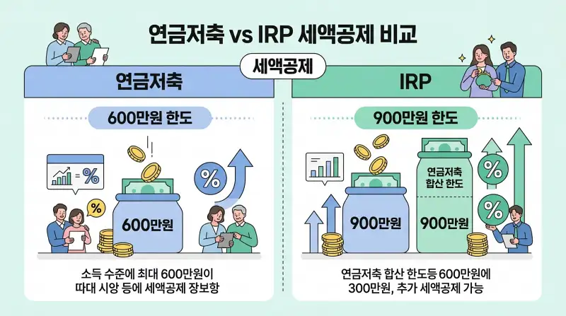 연금저축 vs IRP 세액공제 한도 비교 인포그래픽