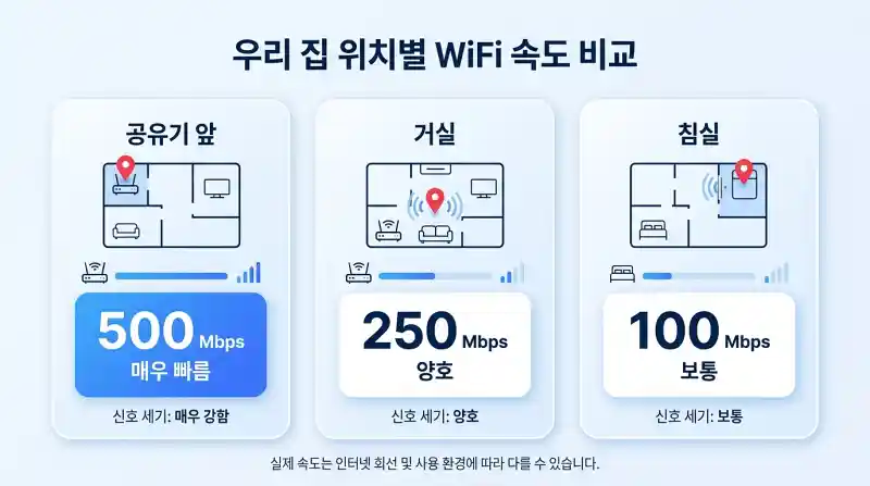 장소별 속도 비교 인포그래픽