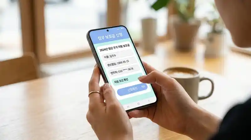 '정부 보조금 신청' 화면이 보이는 스마트폰 앱