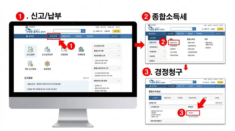 홈택스 경정청구 화면