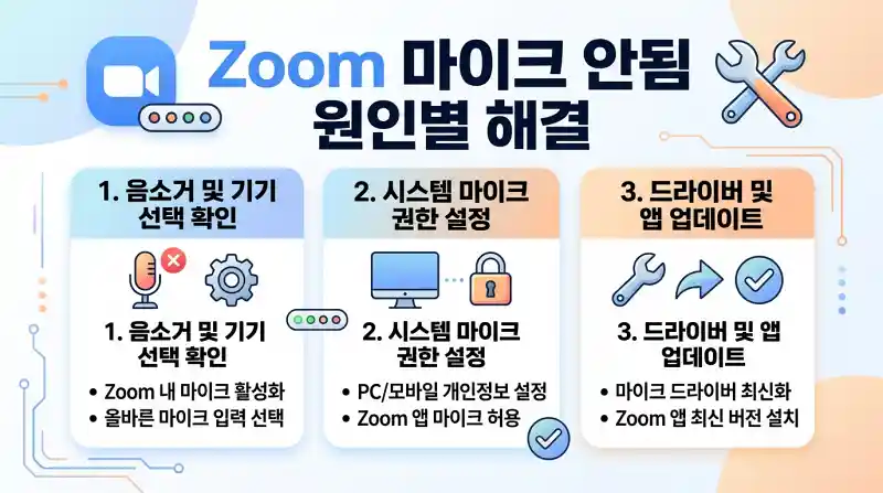 Zoom 마이크 안됨 원인별 해결 총정리