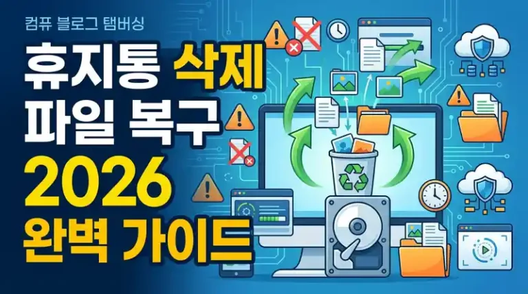 휴지통 삭제 파일 복구 방법 2026 완벽 가이드