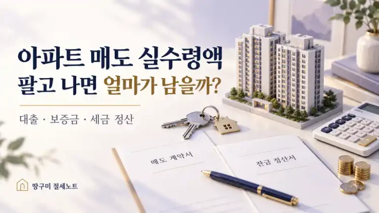 아파트 매도 후 실수령액을 계산하기 위한 대출·임대보증금·세금 정산 이미지