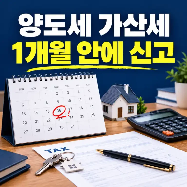 양도세 가산세를 줄이기 위해 신고기한이 지난 달력과 세금 서류를 확인하는 책상