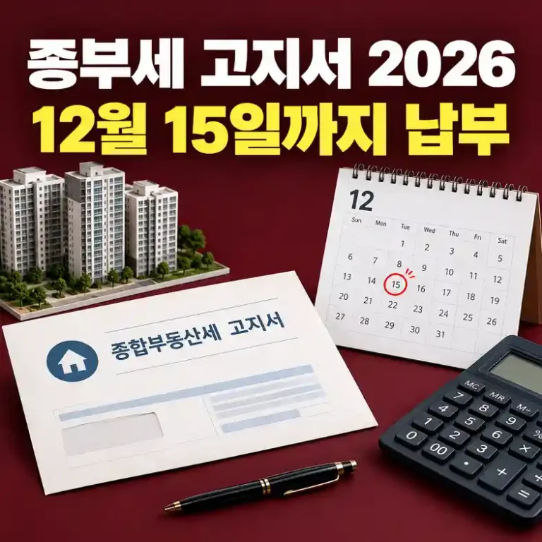 종부세 고지서 2026을 받고 공시가격과 공제 금액을 계산기로 확인하는 1주택자