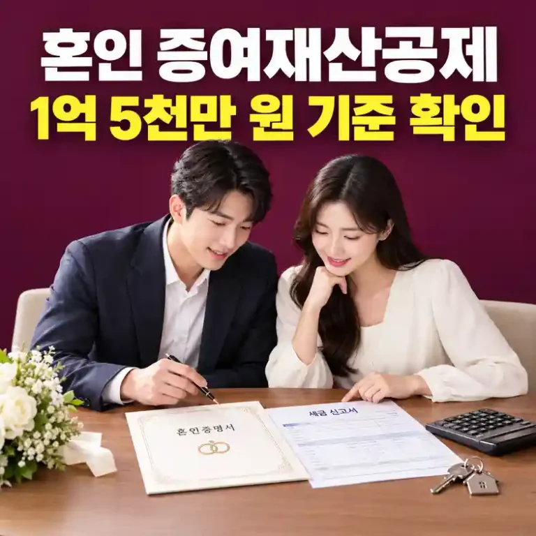 혼인 증여재산공제 요건을 확인하려고 혼인관계증명서와 증여세 신고서를 함께 보는 예비부부